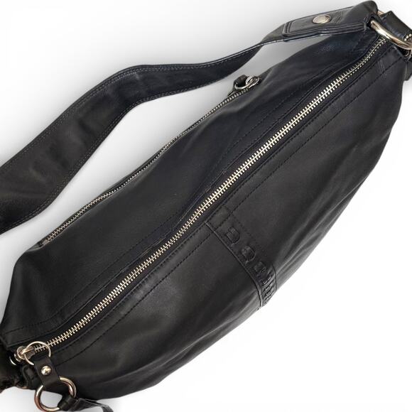 COACH F13108 SoHo Black Leather Whipstitch Wide Buckle Strap Shoulder Bag Large - Picture 6 of 16